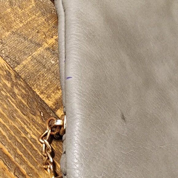 Grey Leather Crossbody, Fun Purse, Leopard Lining. - Picture 8 of 9